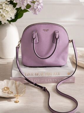 KATE SPADE LEATHER SYLVIA DOME SATCHEL CROSSBODY HANDBAG PURSE ORCHID